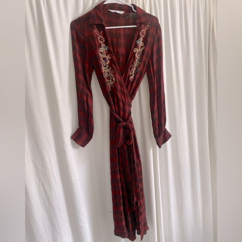 Zara plaid wrap dress
